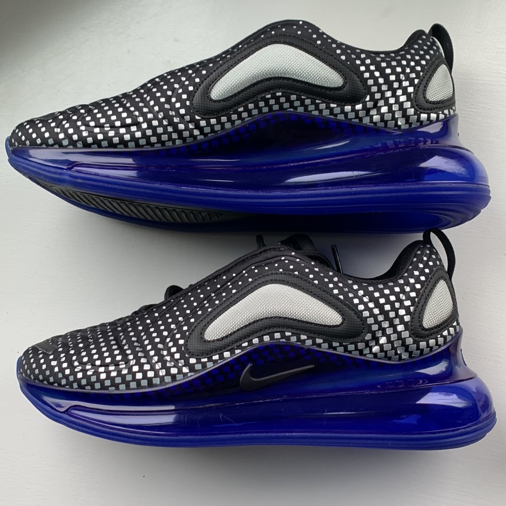 Black and silver pixel Nike 720 blue sole